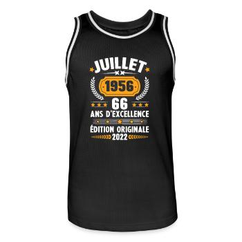Cadeau d'anniversaire 66 Ans, Né en juillet 1956 - Maillot de basket Homme - noir/blanc - Devant - AI Model Male 185 dark (185cm)