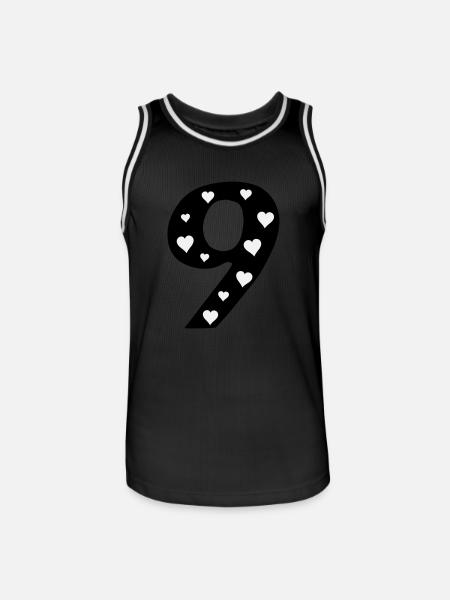 9 Birthday with heart - Men's Basketball Jersey - black/white
