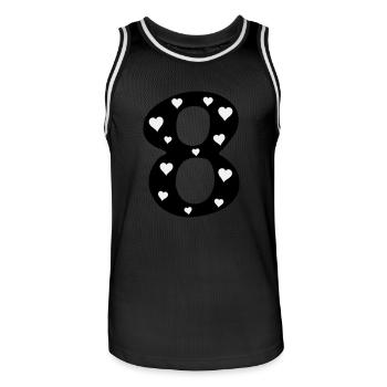 8 Anniversaire avec cœur - Maillot de basket Homme - noir/blanc - Devant - AI Model Male 185 dark (185cm)