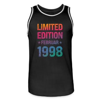 Limited Edition Birthday Party Vintage 1998 - Men's Basketball Jersey - black/white - Front - AI Model Male 185 dark (185cm)