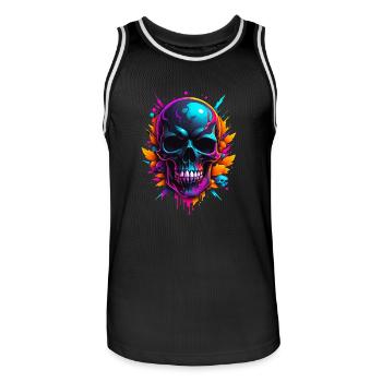 Skull - Men's Basketball Jersey - black/white - Front - AI Model Male 185 dark (185cm)