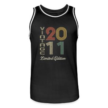 2011 Anniversaire Né en 2011 vintage Rétro. Editio - Maillot de basket Homme - noir/blanc - Devant - AI Model Male 185 dark (185cm)