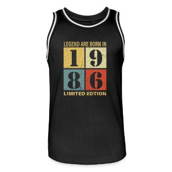 Original Calendrier 1986 Vintage anniversaire rétr - Maillot de basket Homme - noir/blanc - Devant - AI Model Male 185 dark (185cm)