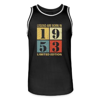 Original Calendrier 1953 Vintage anniversaire rétr - Maillot de basket Homme - noir/blanc - Devant - AI Model Male 185 dark (185cm)