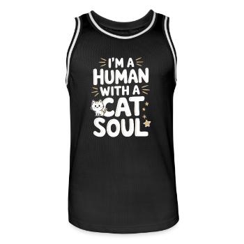 Chat Chats Amoureux Chat Propriétaire Chaton - Maillot de basket Homme - noir/blanc - Devant - AI Model Male 185 dark (185cm)