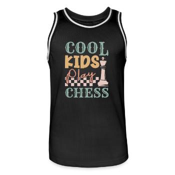 Cool Kids Play Chess Chess Chess Game - Men's Basketball Jersey - black/white - Front - AI Model Male 185 dark (185cm)