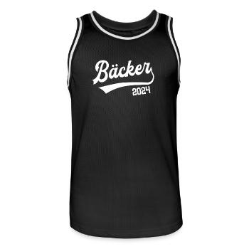 Bäcker 2024 Ausbildung Prüfung Bäcker Azubi - Männer Basketball-Trikot - Schwarz/Weiß - Vorne - AI Model Male 185 dark (185cm)