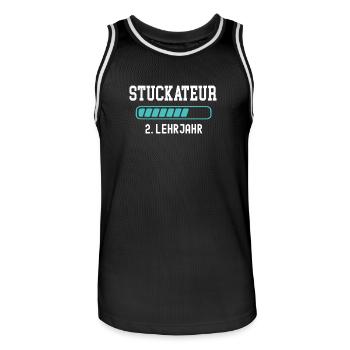 Stuckateur Ausbildung 2 Lehrjahr 2. Lehre Jahr - Männer Basketball-Trikot - Schwarz/Weiß - Vorne - AI Model Male 185 dark (185cm)