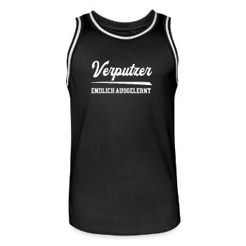 Verputzer Endlich Ausgelernt Lehrling Azubi Lehre - Männer Basketball-Trikot - Schwarz/Weiß - Vorne - AI Model Male 185 dark (185cm)