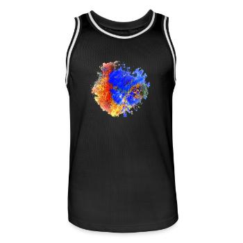 « ExON » par Acryl Gallery & Design - Maillot de basket Homme - noir/blanc - Devant - AI Model Male 185 dark (185cm)