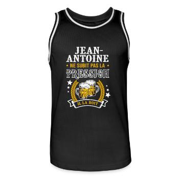 Jean-Antoine bière cadeau jean antoine fêtes - Maillot de basket Homme - noir/blanc - Devant - AI Model Male 185 dark (185cm)