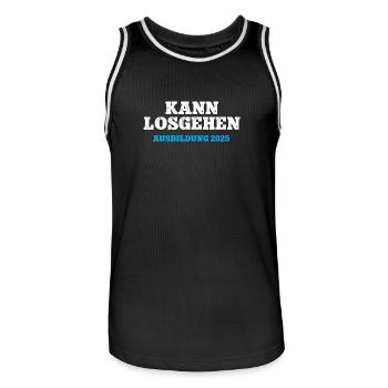 Kann Losgehen Ausbildung 2025 Ausbildungsstart 25 - Männer Basketball-Trikot - Schwarz/Weiß - Vorne - AI Model Male 185 dark (185cm)