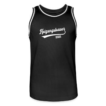 Heizungsbauer 2025 Ausbildung Beruf Heizungsbau - Männer Basketball-Trikot - Schwarz/Weiß - Vorne - AI Model Male 185 dark (185cm)