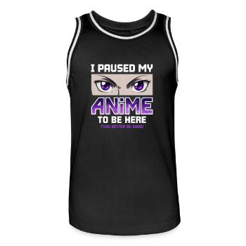 J’ai mis mon anime en pause pour être ici - Otaku Funny Manga - Maillot de basket Homme - noir/blanc - Devant - AI Model Male 185 dark (185cm)