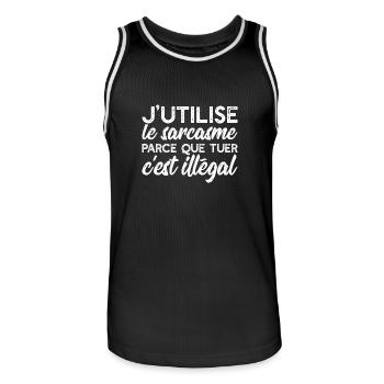 Le sarcasme cadeau - Maillot de basket Homme - noir/blanc - Devant - AI Model Male 185 dark (185cm)