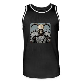 Wikinger Krieger mit Skullmaske und Hörnern - Männer Basketball-Trikot - Schwarz/Weiß - Vorne - AI Model Male 185 dark (185cm)
