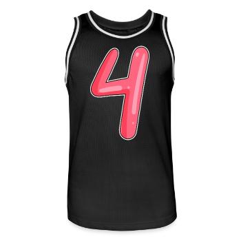 4 - Numéro à quatre chiffres - Maillot de basket Homme - noir/blanc - Devant - AI Model Male 185 dark (185cm)