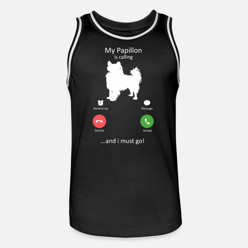 Papillon Dog Calling Smartphone Interface - Men's Basketball Jersey - black/white