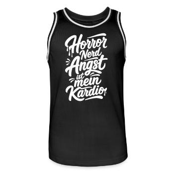 Horror Nerd Filmabend Comic Szene - Männer Basketball-Trikot - Schwarz/Weiß - Vorne - AI Model Male 185 dark (185cm)