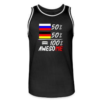 50% Russisch 50% Deutsch - Männer Basketball-Trikot - Schwarz/Weiß - Vorne - AI Model Male 185 dark (185cm)