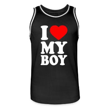 I love my boy - Men's Basketball Jersey - black/white - Front - AI Model Male 185 dark (185cm)