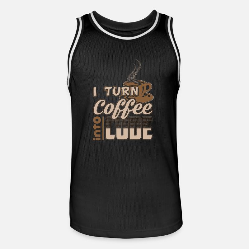 turn coffee into code - Männer Basketball-Trikot - Schwarz/Weiß