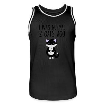 I Was Normal 2 Cats Ago - Maillot de basket Homme - noir/blanc - Devant - AI Model Male 185 dark (185cm)