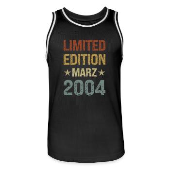 Limited Edition 20th Birthday Party Vintage 2004 - Men's Basketball Jersey - black/white - Front - AI Model Male 185 dark (185cm)