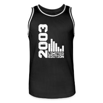 Vintage 2003 Birthday Gift 2003 Year 2003 - Men's Basketball Jersey - black/white - Front - AI Model Male 185 dark (185cm)