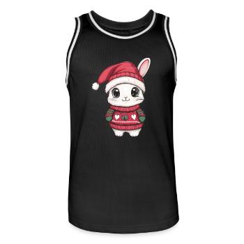 Hase Weihnachten Comic - Männer Basketball-Trikot - Schwarz/Weiß - Vorne - AI Model Male 185 dark (185cm)