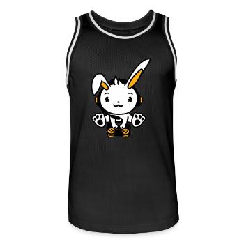 Bunny Jouer Manette Console Casque Gamer Nerd - Maillot de basket Homme - noir/blanc - Devant - AI Model Male 185 dark (185cm)