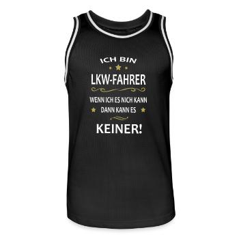 Ich bin LKW Fahrer - Männer Basketball-Trikot - Schwarz/Weiß - Vorne - AI Model Male 185 dark (185cm)