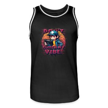 Don’t Glitch my Vibe Retro Gaming Boy avec casquette - Maillot de basket Homme - noir/blanc - Devant - AI Model Male 185 dark (185cm)
