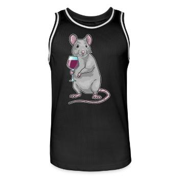 Mouse Red Wine - Men's Basketball Jersey - black/white - Front - AI Model Male 185 dark (185cm)
