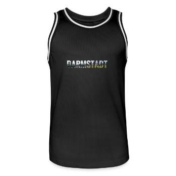 City Skyline Darmstadt - Männer Basketball-Trikot - Schwarz/Weiß - Vorne - AI Model Male 185 dark (185cm)