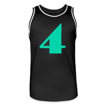 4 YEARS,4TH BIRTHDAY,4 BIRTHDAY,4 - Men's Basketball Jersey - black/white - Front - AI Model Male 185 dark (185cm)
