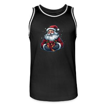 Le Père Noël vous souhaite un joyeux Noël - Maillot de basket Homme - noir/blanc - Devant - AI Model Male 185 dark (185cm)