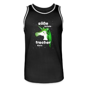 grünes Einhorn frecher süß - Männer Basketball-Trikot - Schwarz/Weiß - Vorne - AI Model Male 185 dark (185cm)