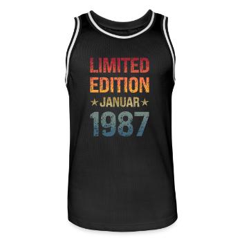 Édition limitée Birthday Party Vintage 1987 - Maillot de basket Homme - noir/blanc - Devant - AI Model Male 185 dark (185cm)