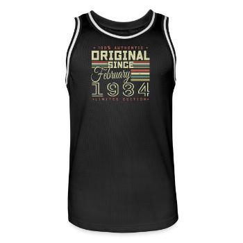 Awesome since February 1984 - Men's Basketball Jersey - black/white - Front - AI Model Male 185 dark (185cm)