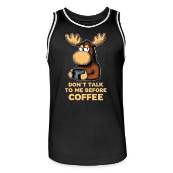 Lustiger Elch T-Shirt für Männer Kaffee Humor Tier - Männer Basketball-Trikot - Schwarz/Weiß - Vorne - AI Model Male 185 dark (185cm)