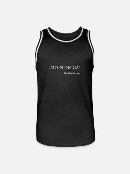 Moin Digga, the Hamburger - Männer Basketball-Trikot - Schwarz/Weiß
