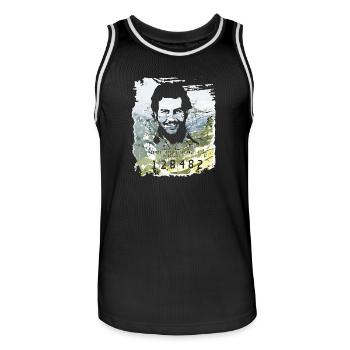 Pablo Escobar distressed - Männer Basketball-Trikot - Schwarz/Weiß - Vorne - AI Model Male 185 dark (185cm)