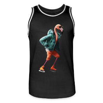 Flamingo - Männer Basketball-Trikot - Schwarz/Weiß - Vorne - AI Model Male 185 dark (185cm)