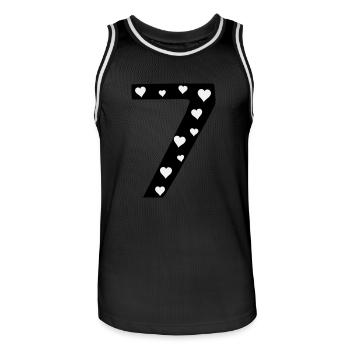 7 anniversaire rose avec cœur - Maillot de basket Homme - noir/blanc - Devant - AI Model Male 185 dark (185cm)