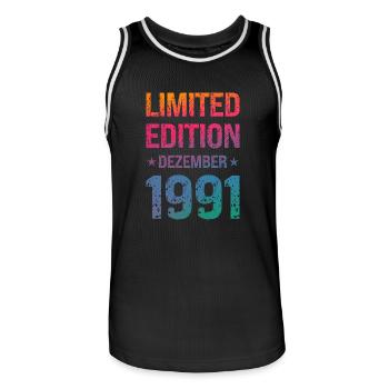 Limited Edition Birthday Party Vintage 1991 - Men's Basketball Jersey - black/white - Front - AI Model Male 185 dark (185cm)