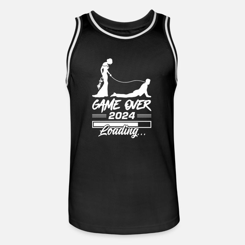 Hochzeit Loading 2024 Game Over - Männer Basketball-Trikot - Schwarz/Weiß