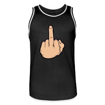 Hand middle finger - Men's Basketball Jersey - black/white - Front - AI Model Male 185 dark (185cm)