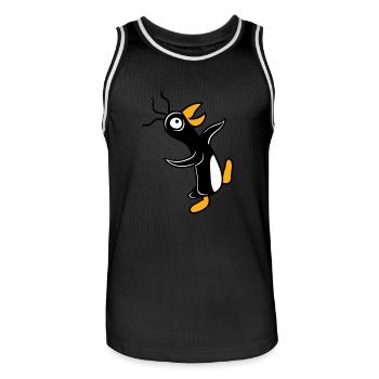 Crazy penguin runs stupid looks stupid silly - Men's Basketball Jersey - black/white - Front - AI Model Male 185 dark (185cm)