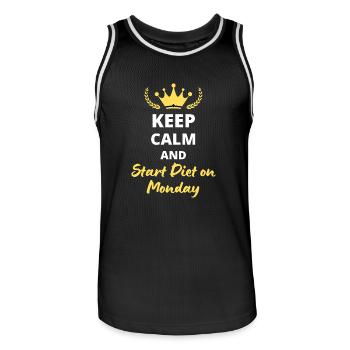 Keep Calm and Start Diet Monday - Maillot de basket Homme - noir/blanc - Devant - AI Model Male 185 dark (185cm)